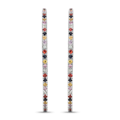 Pendientes de Plata de Ley 925 con Zafiros Multicolor Auténticos de 2,24 Quilates