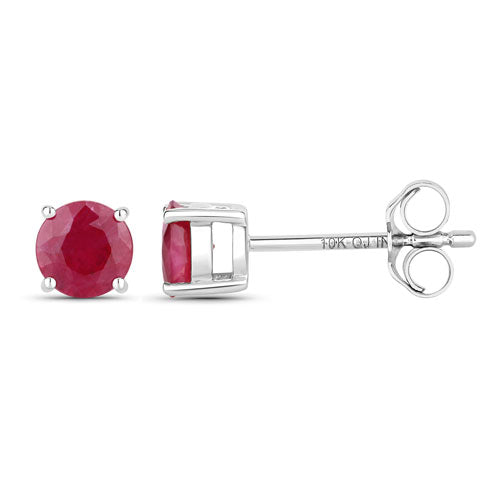 0.86 Carat Genuine Ruby 10K White Gold Earrings - view 2