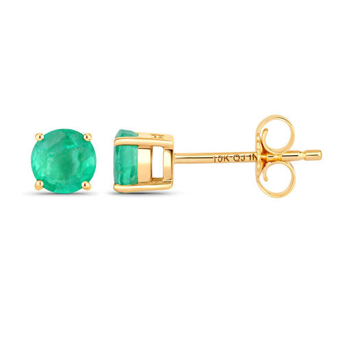 Pendientes de oro amarillo de 10K con esmeraldas auténticas de Zambia de 0,72 quilates