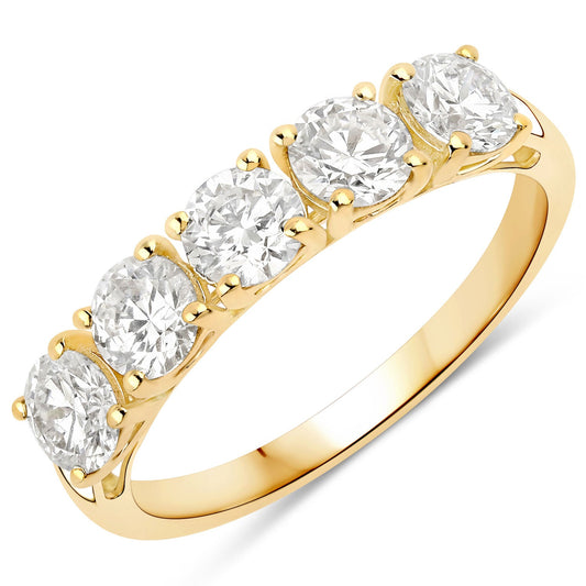 Anillo de oro amarillo de 14K con diamante cultivado en laboratorio de 1.50 quilates
