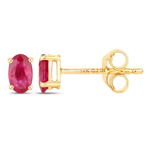 Pendientes de oro amarillo de 14 quilates con rubí auténtico de 0,54 quilates