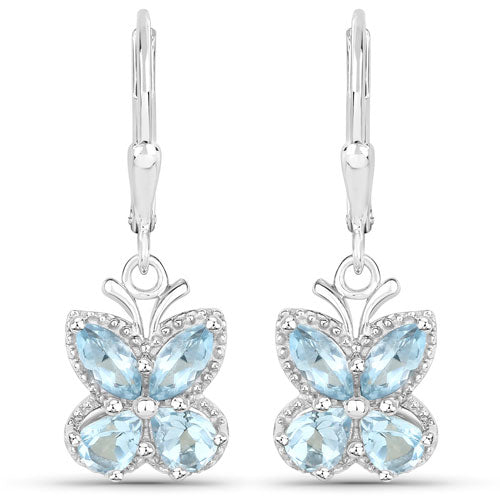 2.60 Carat Genuine Blue Topaz .925 Sterling Silver Earrings - view 2