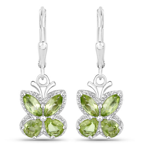 2.28 Carat Genuine Peridot .925 Sterling Silver Earrings - view 2