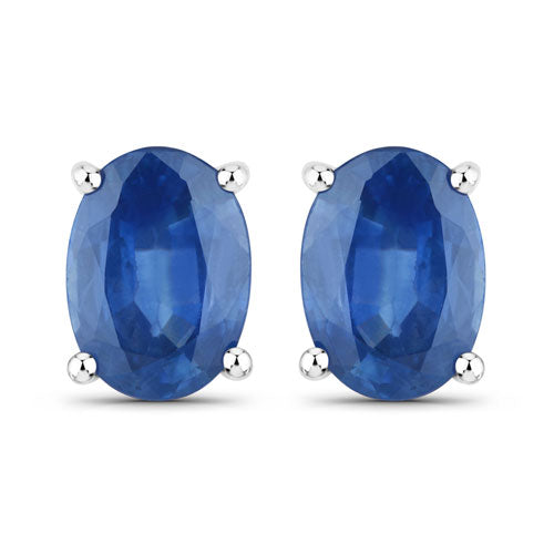 1.90 Carat Genuine Blue Sapphire 14K White Gold Earrings - view 2