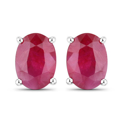 1.70 Carat Genuine Ruby 14K White Gold Earrings - view 2