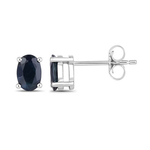 0.96 Carat Genuine Blue Sapphire 10K White Gold Earrings - view 2