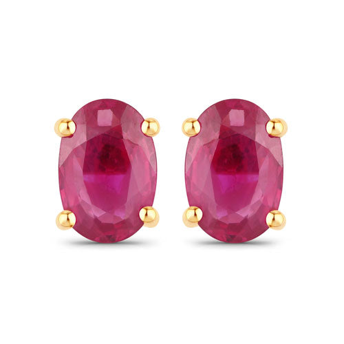 1.04 Carat Genuine Ruby 14K Yellow Gold Earrings - view 2