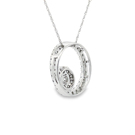 Colgante de oro blanco de 14kt "Círculo de amor" con diamante de 0,50 qt