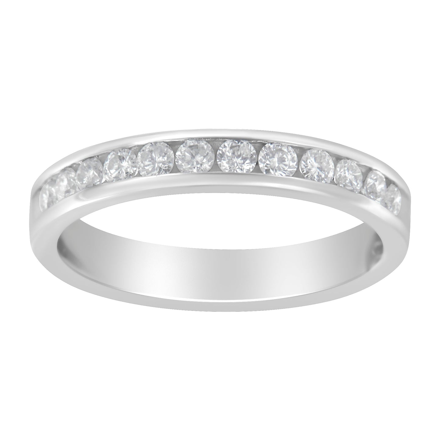 Anillo de banda de oro blanco de 14K con diamante de 1/2 cttw (Color I-J, Claridad I2-I3) - Talla 7