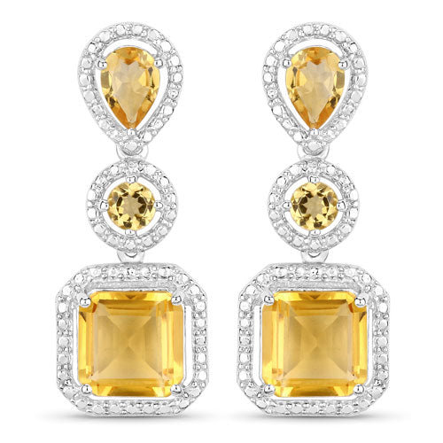 7.580 Carat Genuine Citrine .925 Sterling Silver Earrings - view 2