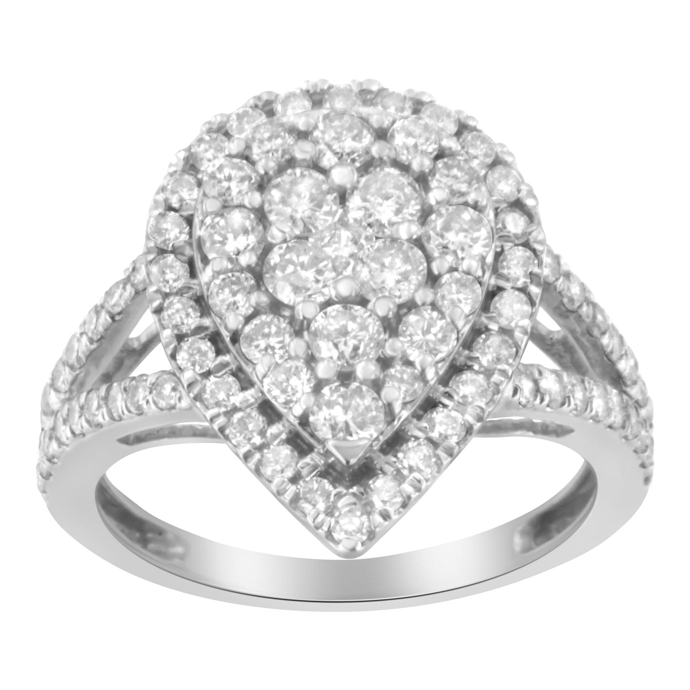 Anillo de racimo de diamantes de plata de ley .925 (1 1/2 Cttw, color H-I, claridad I1-I2) - Talla 6