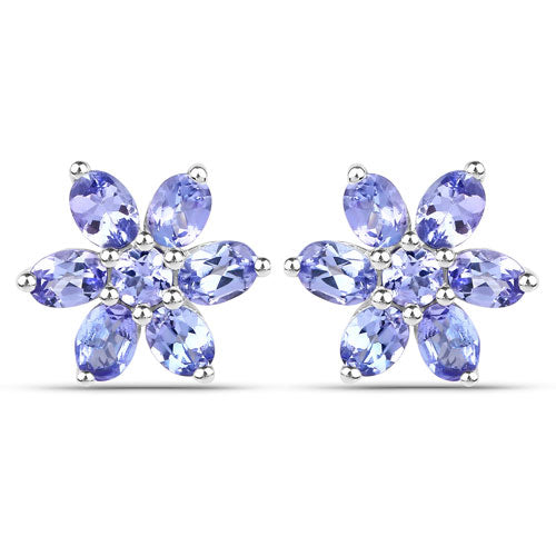 2.24 Carat Genuine Tanzanite .925 Sterling Silver Earrings - view 2