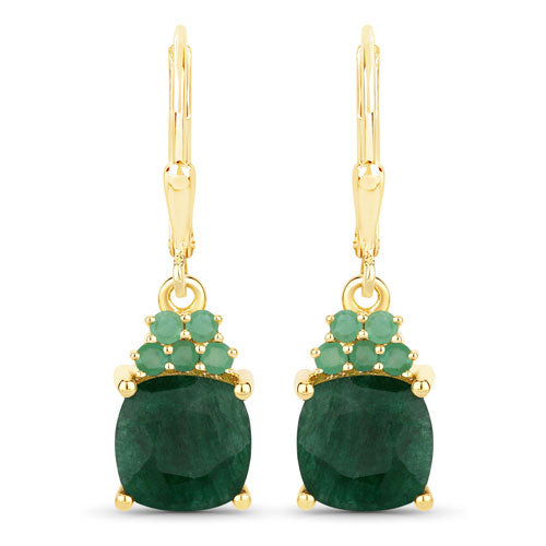 4.50 Carat Dyed Emerald and Emerald .925 Sterling Silver Earrings - view 2