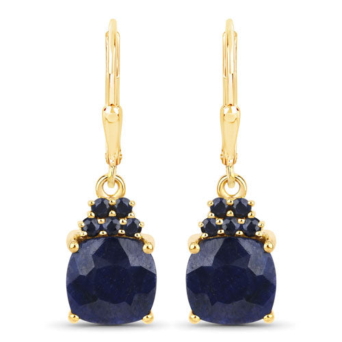 6.20 Carat Dyed Sapphire and Blue Sapphire .925 Sterling Silver Earrings - view 2