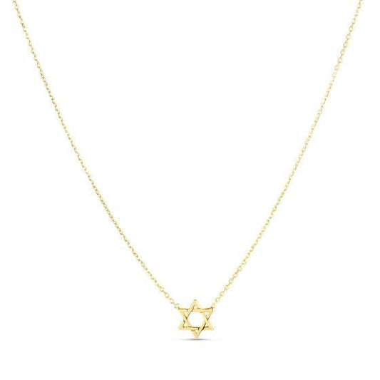 Collar de estrella de David de oro amarillo de 14k