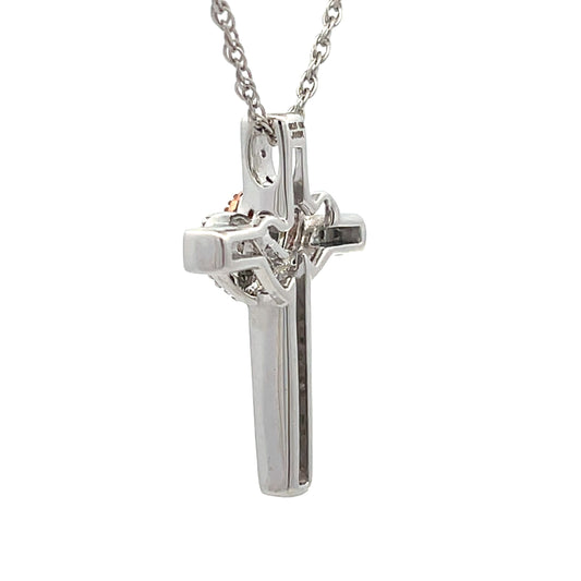 Colgante religioso de cruz de plata de ley de 10 kt y .11 quilates