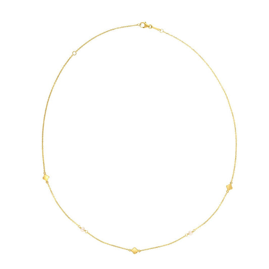 Collar de trébol con perlas de oro amarillo de 14k