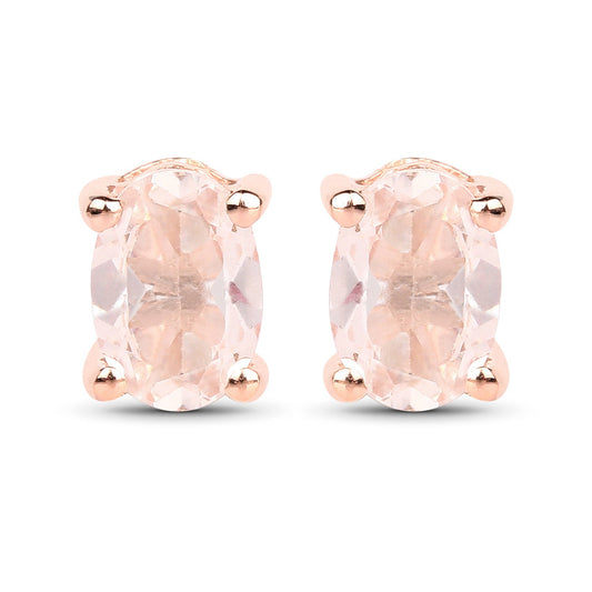 0.72 Carat Genuine Morganite .925 Sterling Silver Earrings