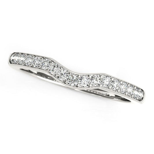 Anillo de boda de oro blanco de 14k estilo curvo (1/4 cttw)