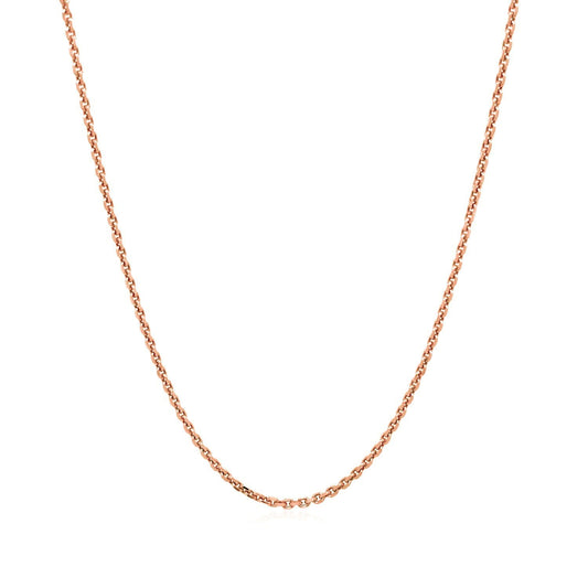 Cadena de eslabones tipo cable con corte de diamante de oro rosa de 14k y 1.3mm