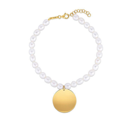 Pulsera con dije de perla en oro amarillo de 14k