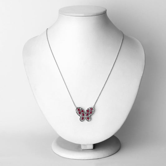 Collar de plata de ley .925 con rubí genuino de 2.36 quilates y circonitas blancas