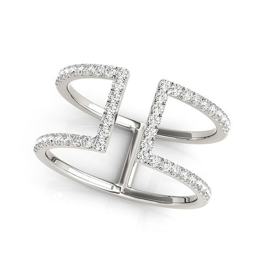 Anillo de diamantes de estilo moderno de doble banda de oro blanco de 14 quilates (1/2 quilate total)
