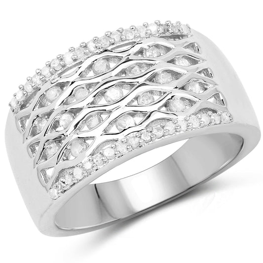 Anillo de plata de ley .925 con diamante blanco genuino de 0,41 quilates
