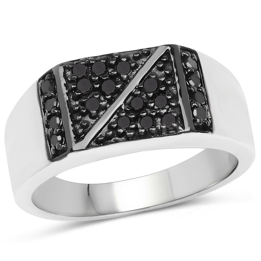 Anillo de plata esterlina .925 con diamante negro auténtico de 0.35 quilates