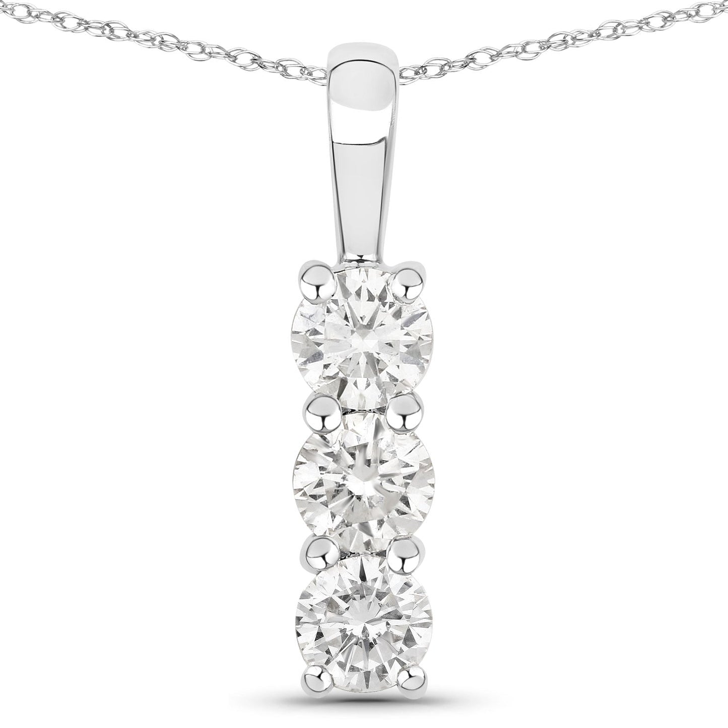 Colgante de oro blanco de 14 quilates con diamante cultivado en laboratorio de 0,75 quilates