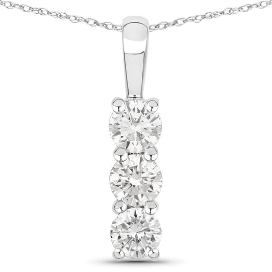 Colgante de oro blanco de 14 quilates con diamante cultivado en laboratorio de 0,75 quilates