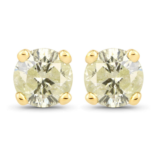 Aretes de oro amarillo de 14 quilates con diamantes auténticos LB de 0,95 quilates