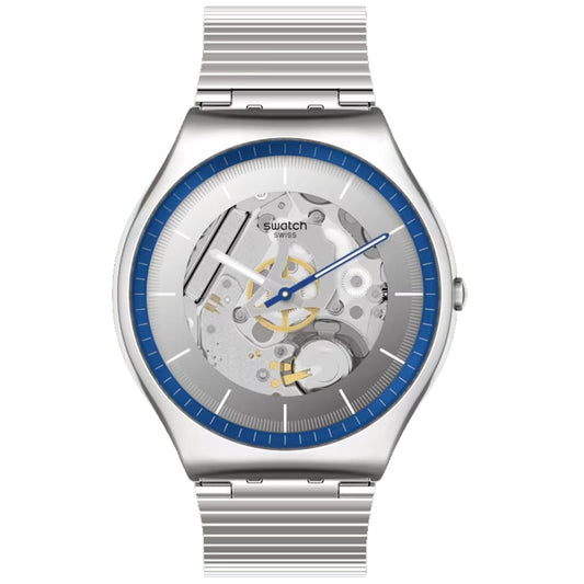 Swatch Skin para hombre, Monthly Drops, esfera azul