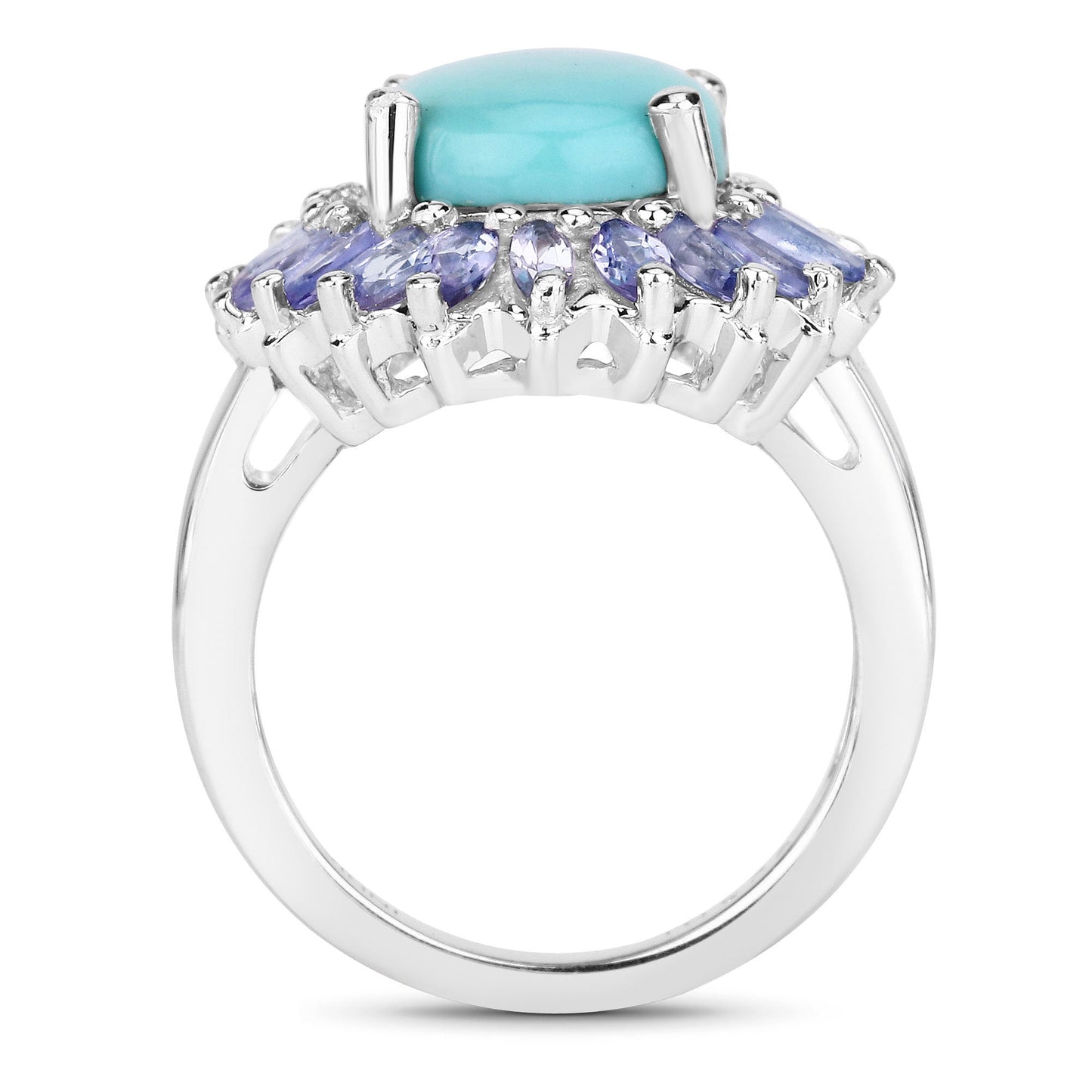 Anillo de plata de ley .925 con larimar y tanzanita genuinos de 6.10 quilates