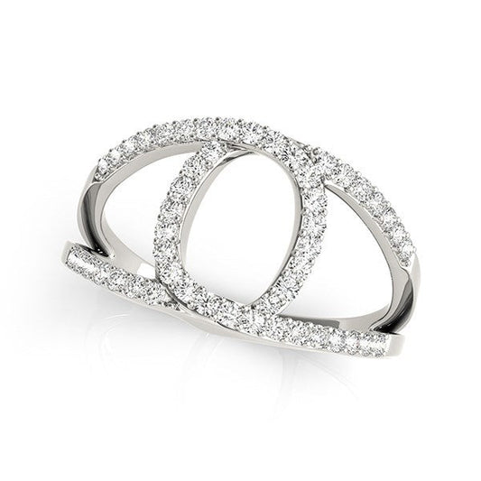 Anillo de doble banda estilo lazo de diamantes de oro blanco de 14k (1/2 qt. de peso total)