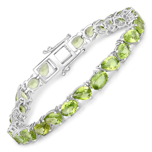 Pulsera de plata de ley .925 con peridoto genuino de 21,37 quilates