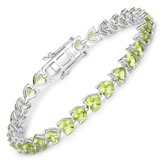 Pulsera de plata de ley .925 con peridoto genuino de 13.64 quilates
