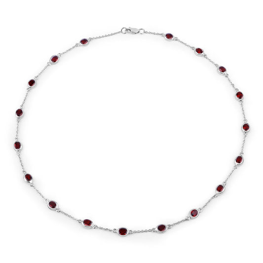 Collar de plata de ley .925 con granate genuino de 8.10 quilates