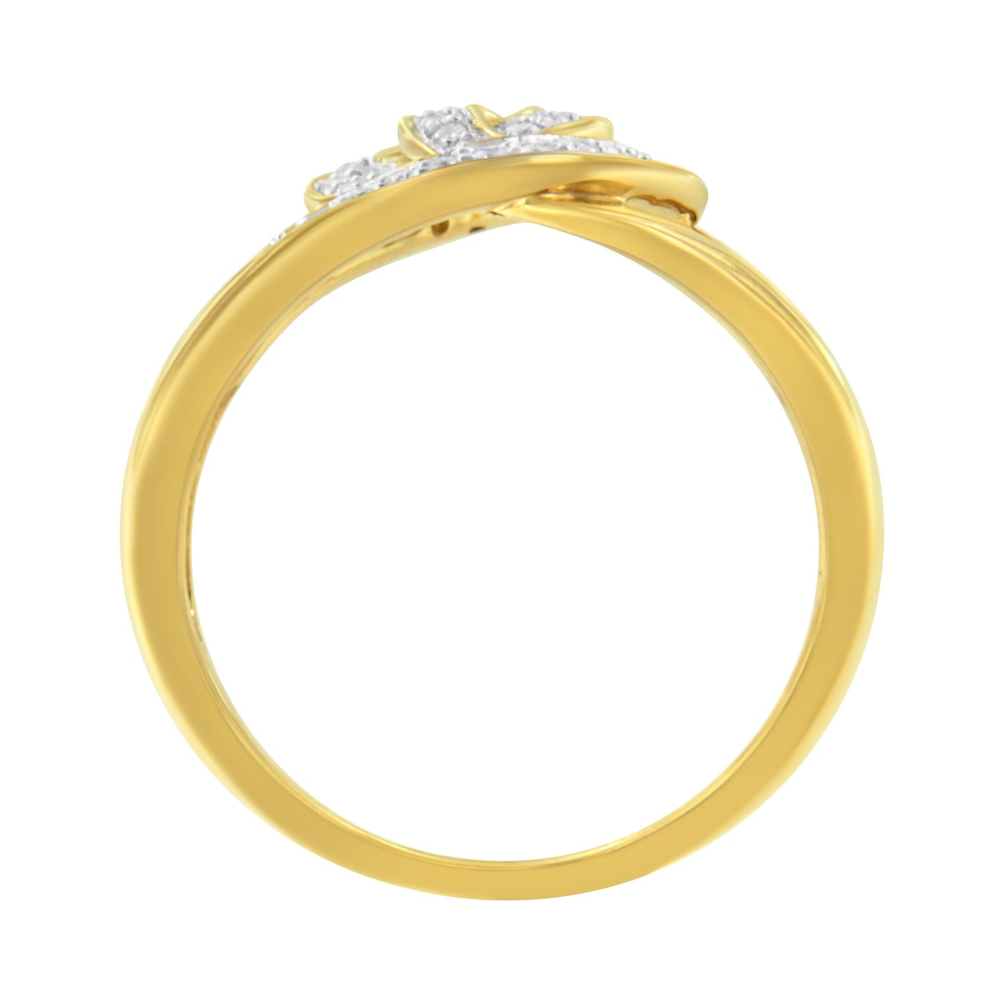 Anillo de oro amarillo de 14 quilates chapado en plata de ley .925 con diamantes de 0,25 quilates engastados en bucles entrelazados de vástago abierto (Color I-J, Claridad I1-I2) - Talla 7