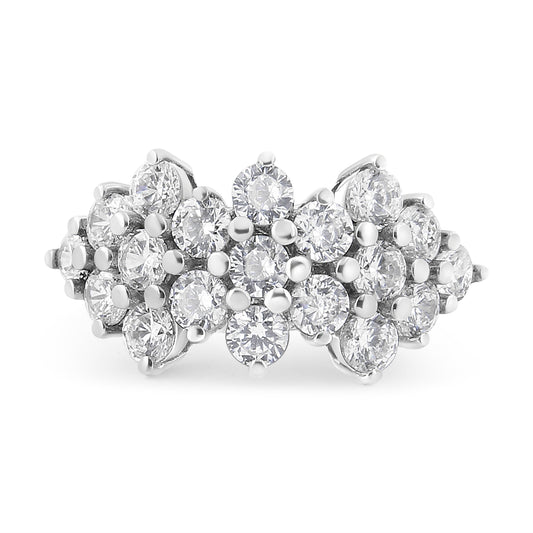 Anillo de banda dispersa de varias filas con diamantes de 4,0 Cttw en oro blanco de 14 K (color I-J, claridad I1-I2) - Talla 7