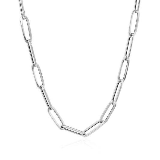 Cadena de eslabones ovalados gruesa de oro blanco de 14k (4.2 mm)