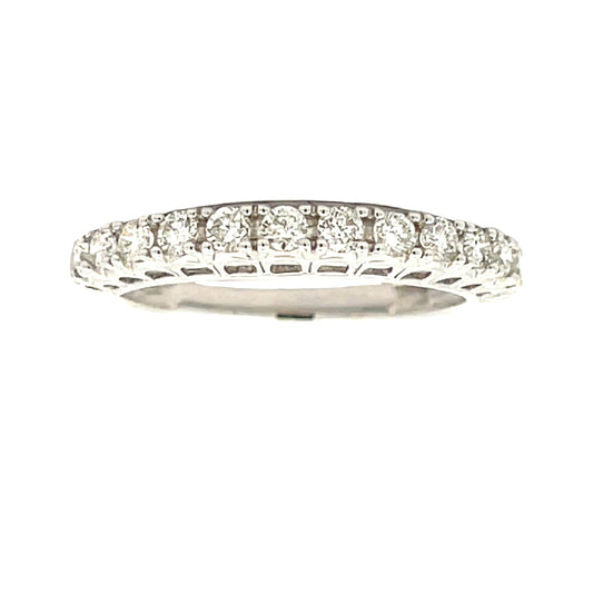 Anillo de boda con diamantes de 0,50 ct de oro blanco de 14 kt