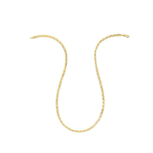 Cadena espigada trenzada de oro amarillo de 14k (3,20 mm)