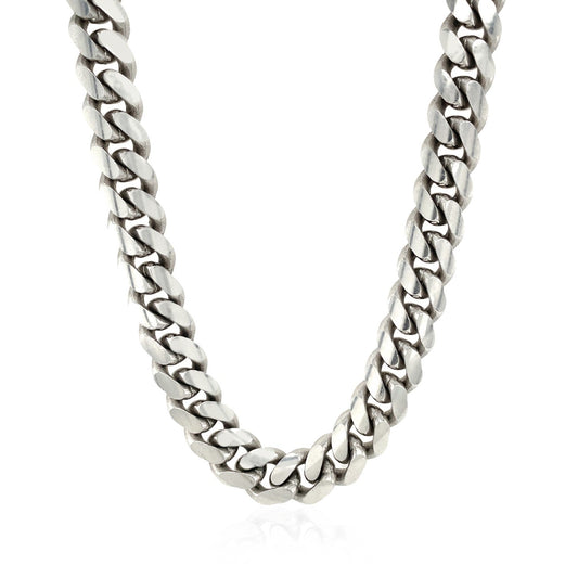 Cadena cubana Miami de plata de ley con baño de rodio de 9,8 mm