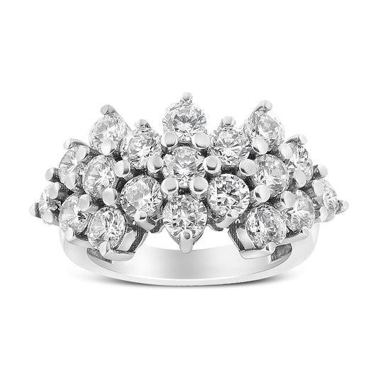 Anillo de banda dispersa de varias filas con diamantes de 4,0 Cttw en oro blanco de 14 K (color I-J, claridad I1-I2) - Talla 7