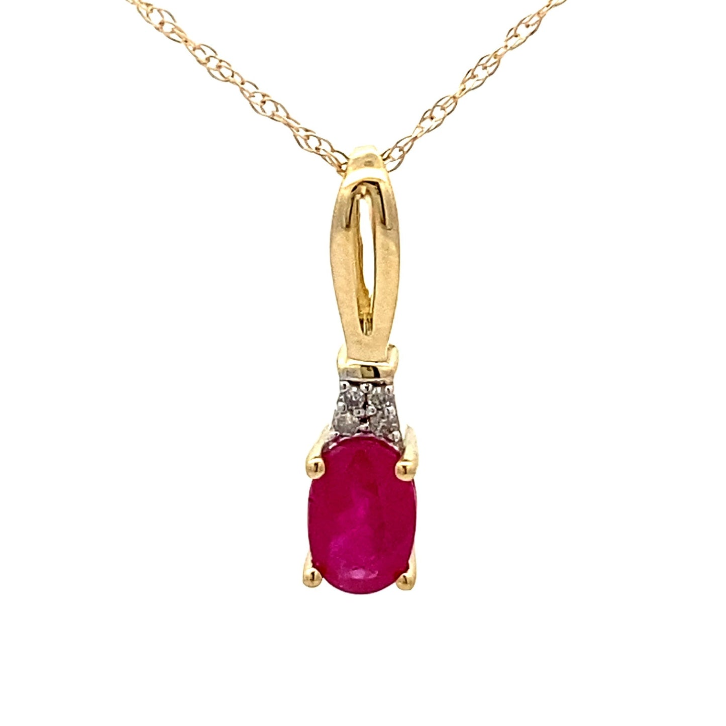 Colgantes de moda de oro amarillo de 10 qt con rubí y diamante de 0,02 ct