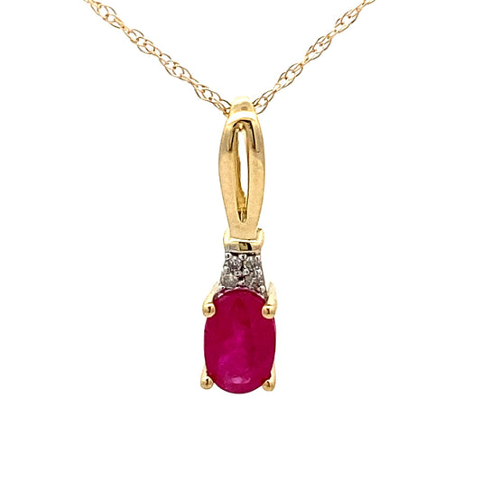 Colgantes de moda de oro amarillo de 10 qt con rubí y diamante de 0,02 ct