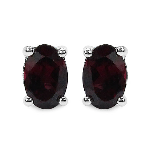 1.00 Carat Genuine Rhodolite .925 Sterling Silver Earrings