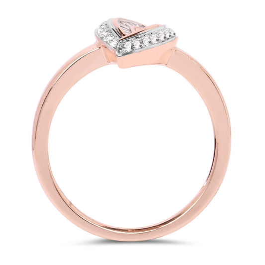 Anillo de oro rosa de 14 quilates con diamante blanco genuino de 0,29 quilates (color E-F, claridad SI1-SI2)