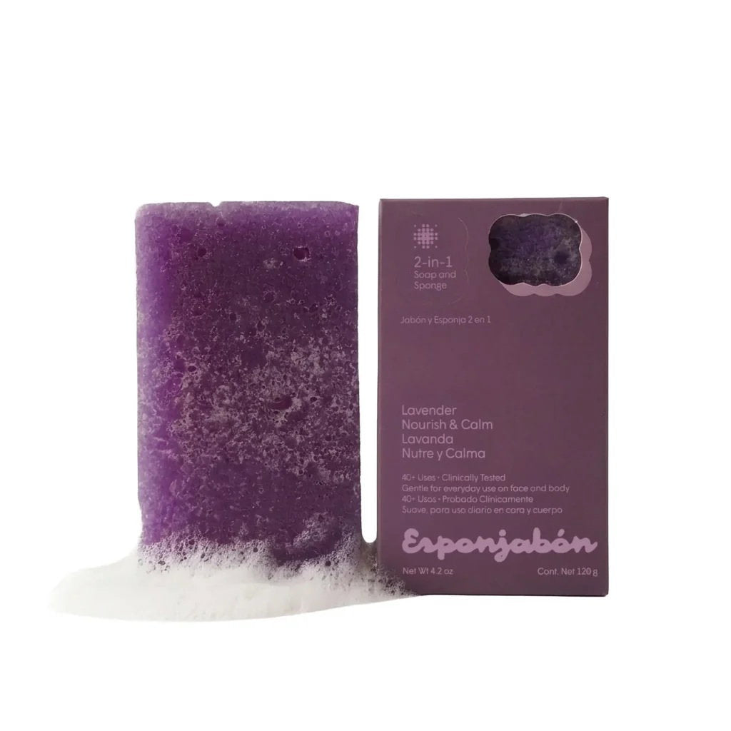 Esponjabon, Lavander, Nourishing, Soap & Sponge 2-In-1, For Face & Body, 120 g